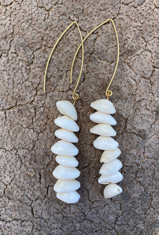 Earrings•Cowrie Ikaika with Marquise Ear wire•Medium