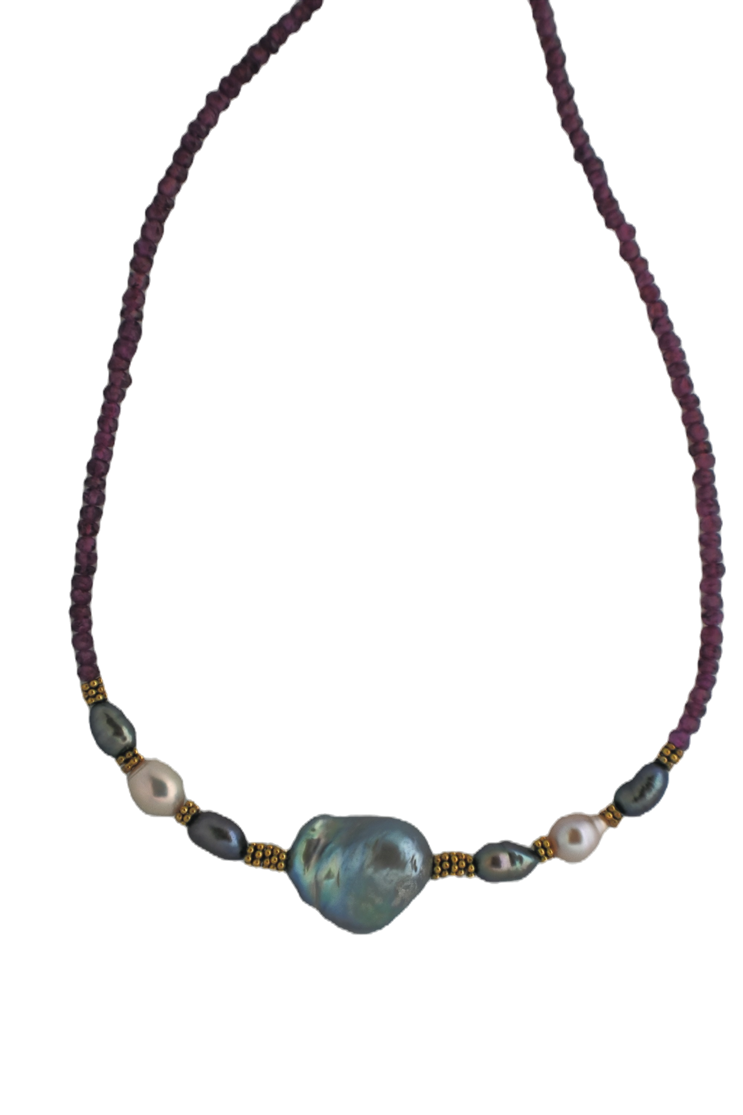 baroque pearl strung with garnet